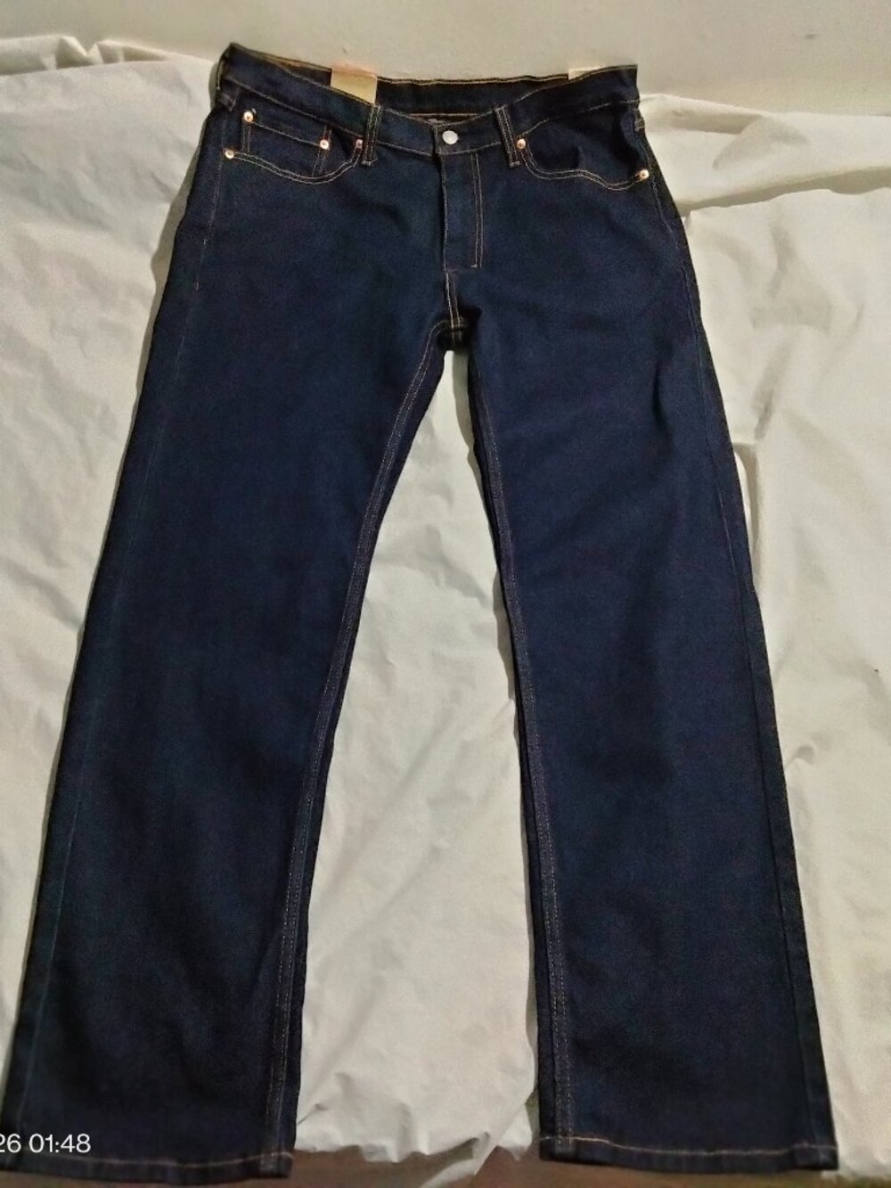 Levis 505 Regular Fit Jeans Mens 36x32 Dark Wash Blue Stretch Straight Leg NWT